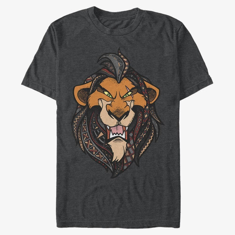 Pánské tričko Merch Disney The Lion King - Patterned Scar Unisex T-Shirt Dark Heather Grey