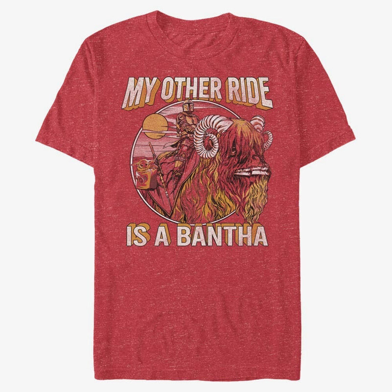 Pánské tričko Merch Star Wars: Mandalorian - Other Ride Unisex T-Shirt Vintage Heather Red
