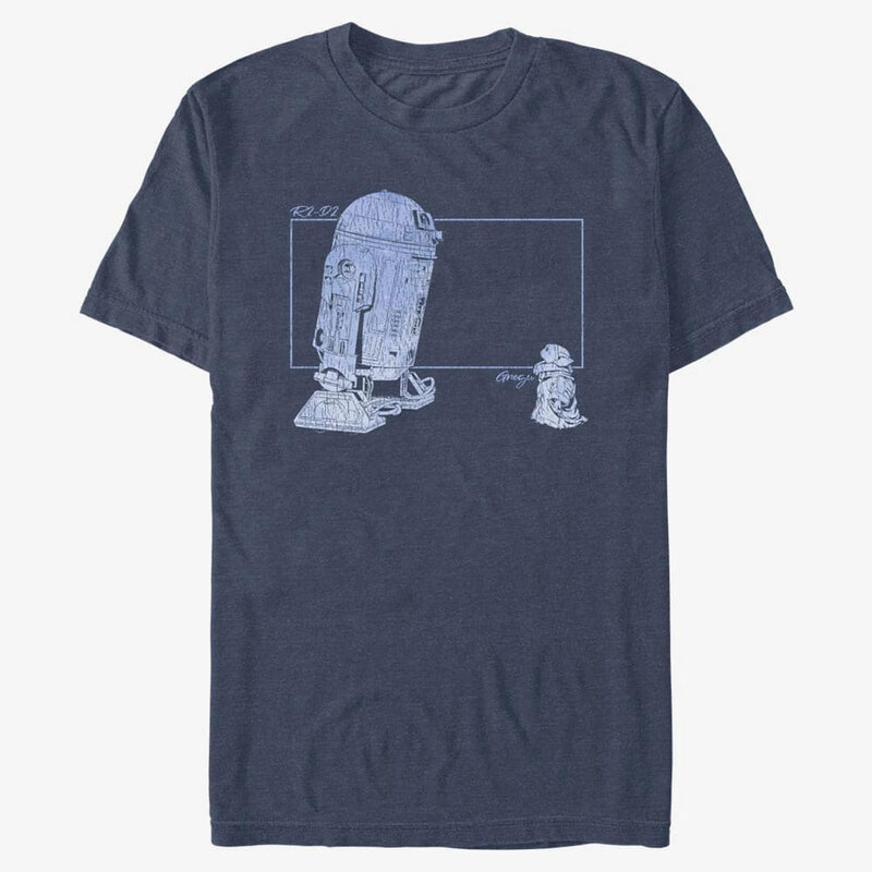 Pánské tričko Merch Star Wars: The Mandalorian - GROGU R2 VINTAGE Unisex T-Shirt Vintage Heather Navy