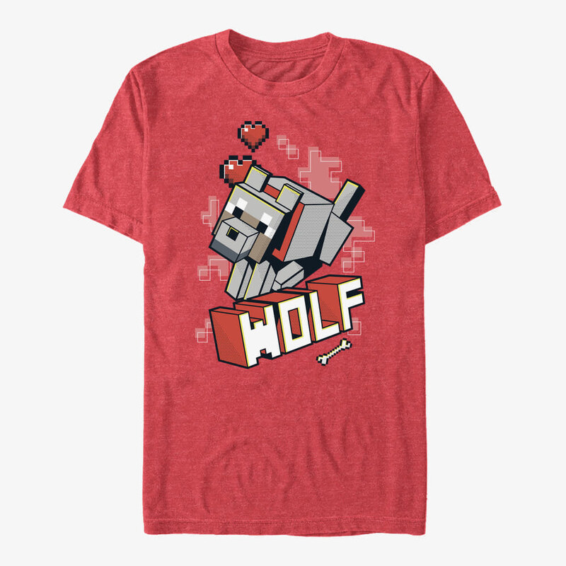 Pánské tričko Merch Minecraft - WOLF HERO Unisex T-Shirt Vintage Heather Red