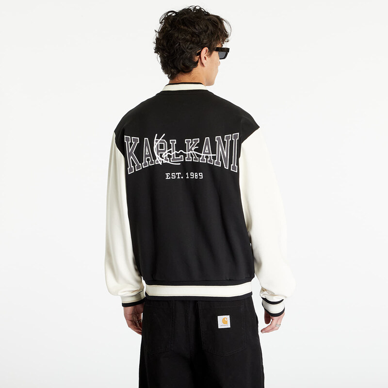 Pánský bomber Karl Kani Og Fleece College Jacket Black/ Off White