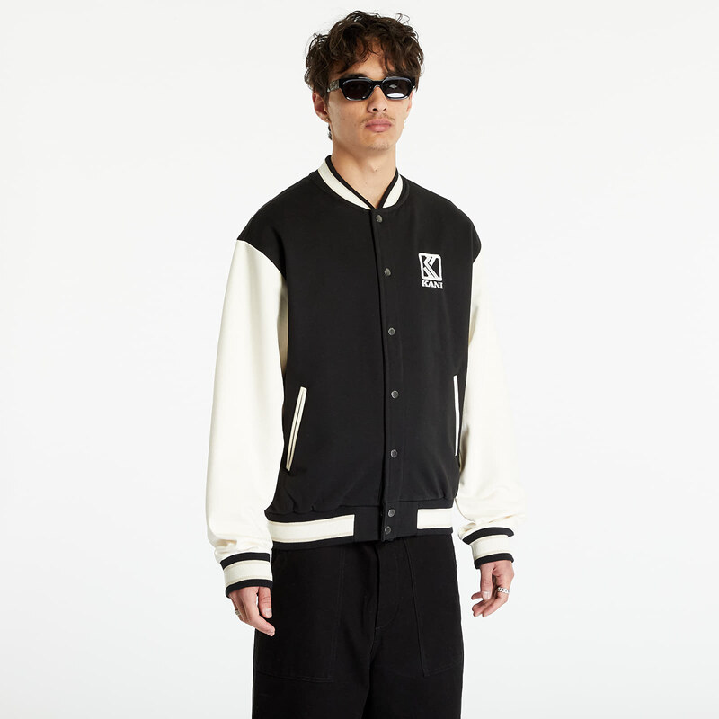 Pánský bomber Karl Kani Og Fleece College Jacket Black/ Off White