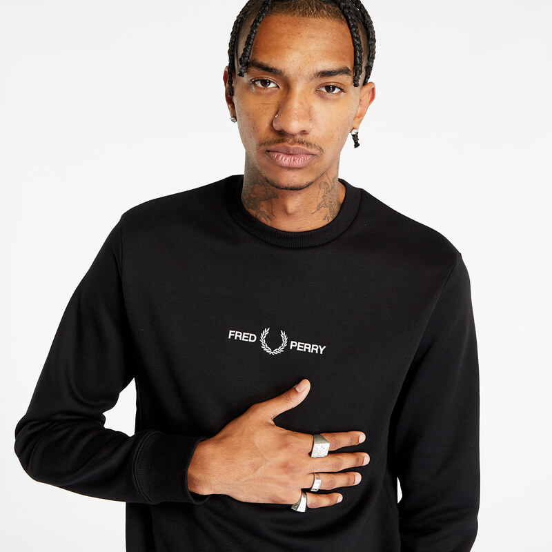 Pánská mikina FRED PERRY Embroidered Sweatshirt Black