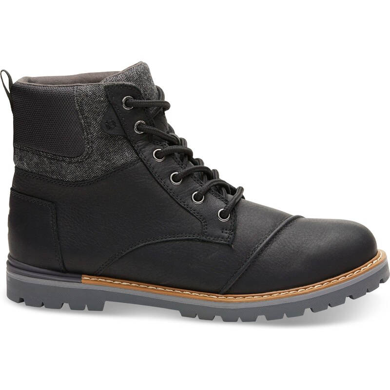 Pánské černé kotníkové boty TOMS Leather Ashland