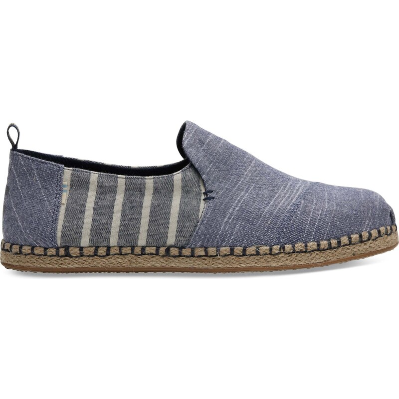 Pánské modré espadrilky TOMS Chambray Stripe Deconstructed Alpargata