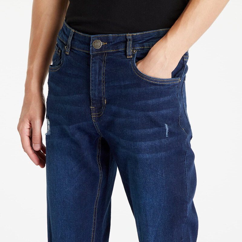 Pánské kalhoty Urban Classics Distressed Stretch Denim Pants Dark Blue Destroyed