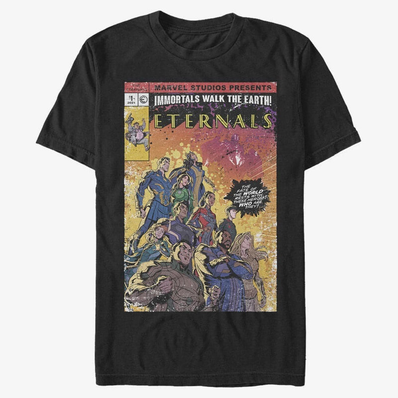 Pánské tričko Merch Marvel The Eternals - VINTAGE STYLE COMIC COVER Unisex T-Shirt Black