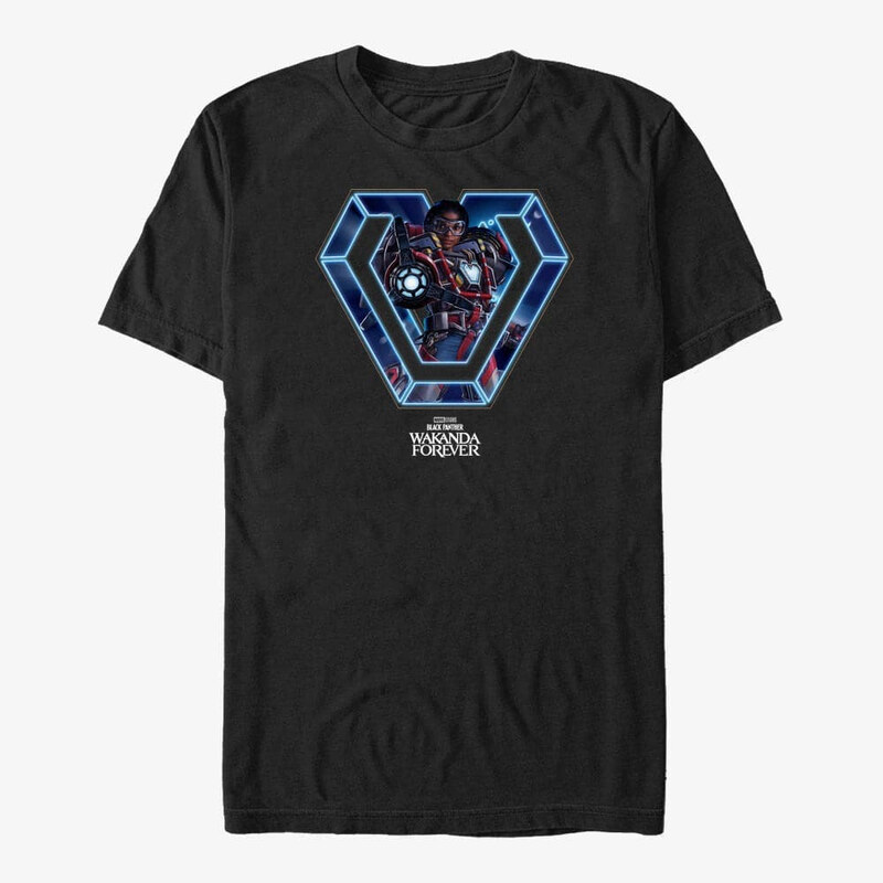 Pánské tričko Merch Marvel Black Panther: Wakanda Forever - Iron Heart Neon Unisex T-Shirt Black