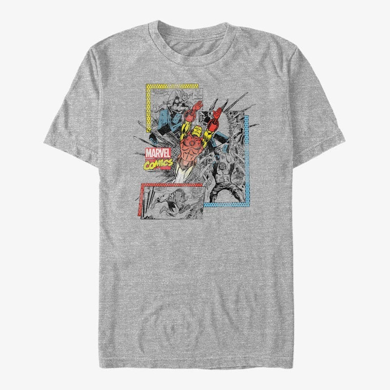 Pánské tričko Merch Marvel Avengers Classic - Broken Panels Unisex T-Shirt Heather Grey