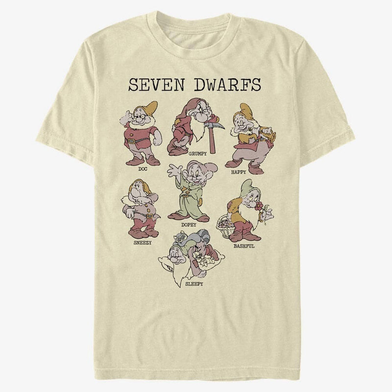 Pánské tričko Merch Disney Snow White - Dwarf Grid Unisex T-Shirt Natural