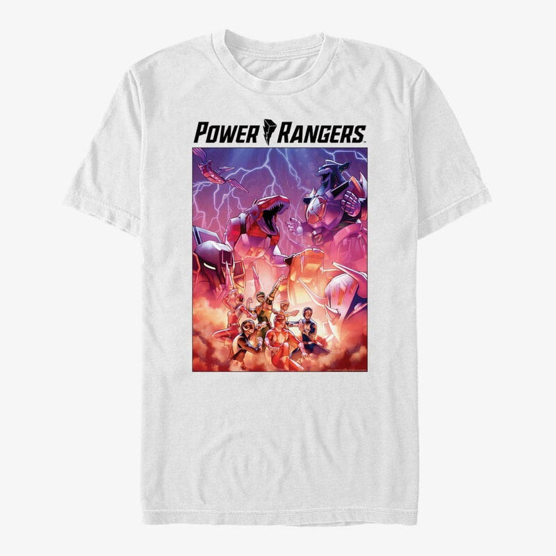 Pánské tričko Merch Hasbro Vault Power Rangers - Mech Poster Unisex T-Shirt White