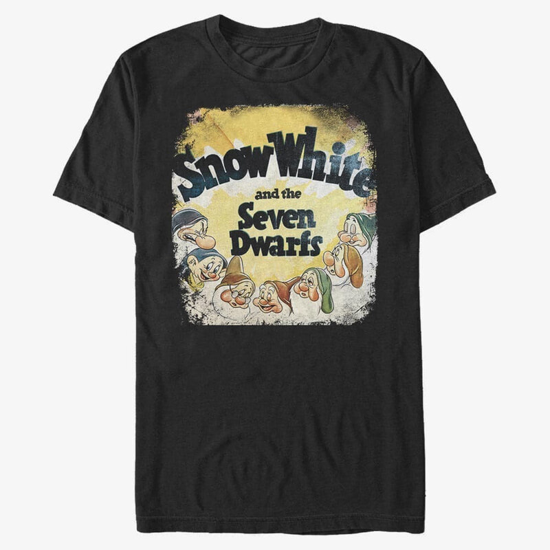 Pánské tričko Merch Disney Snow White - Vintage Dwarfs Unisex T-Shirt Black