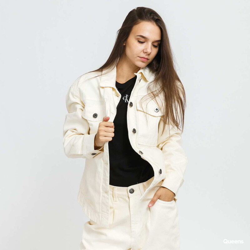 Dámská džínová bunda Urban Classics Ladies Oversized Shirt Jacket Cream