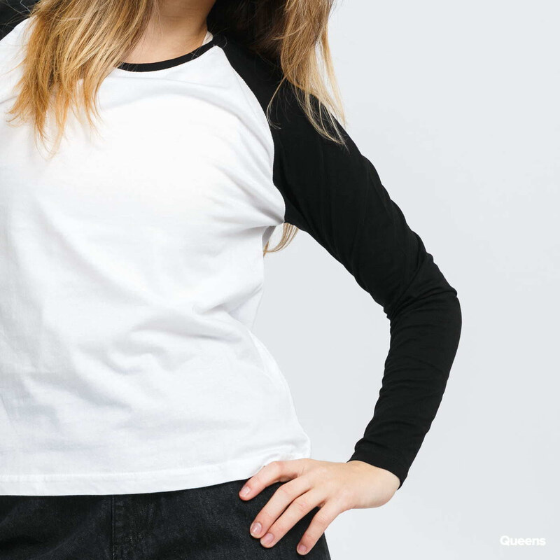 Dámské tričko Urban Classics Ladies Contrast Raglan Longsleeve White / Black