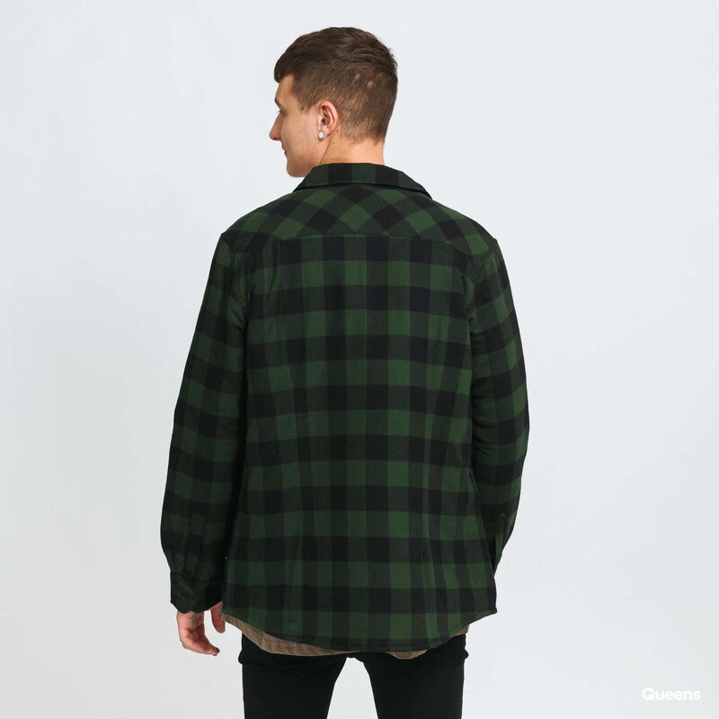 Pánská bunda Urban Classics Padded Check Flannel Shirt Green / Black