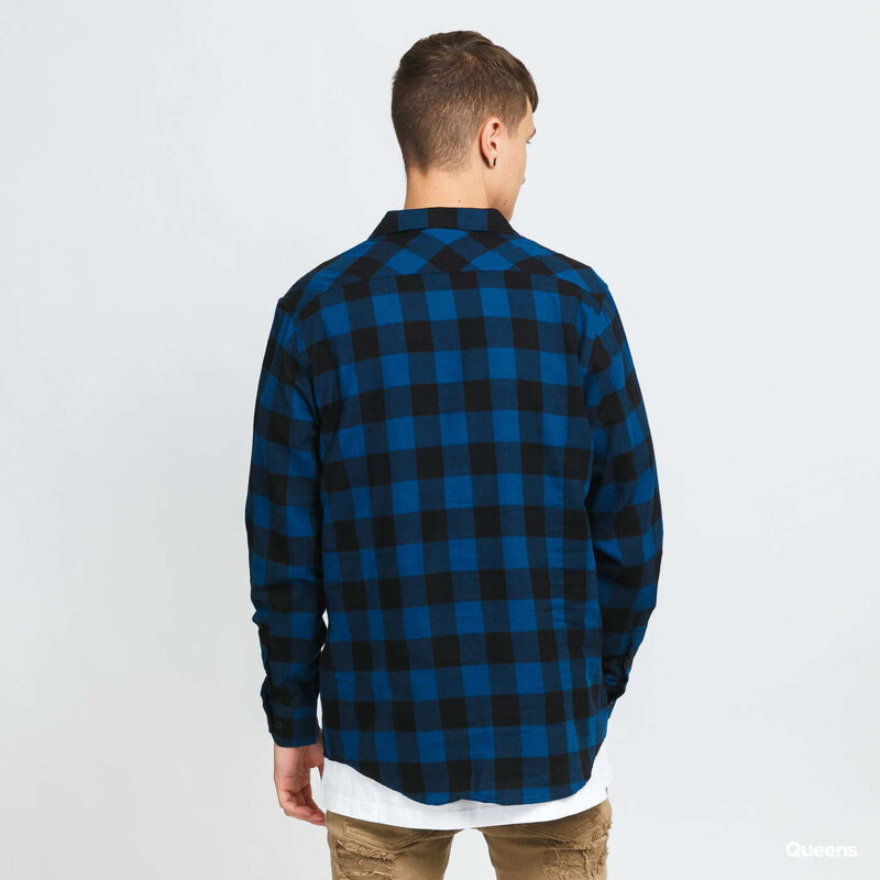 Pánská košile Urban Classics Checked Flanell Shirt Black/ Blue