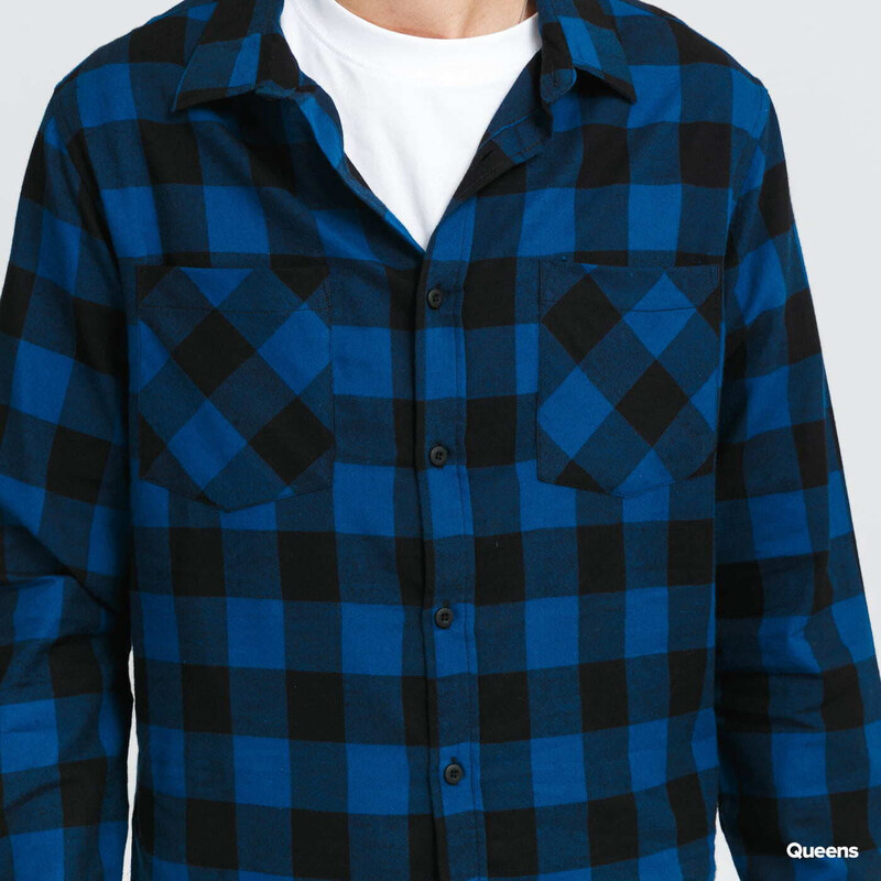 Pánská košile Urban Classics Checked Flanell Shirt Black/ Blue