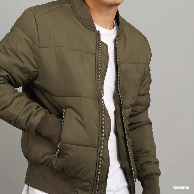 Pánský bomber Urban Classics Basic Quilt Bomber Jacket Olive