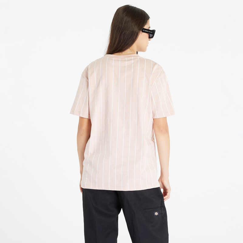 Dámské tričko Karl Kani Small Signature Pinstripe Os Tee Dusty Rose/ White