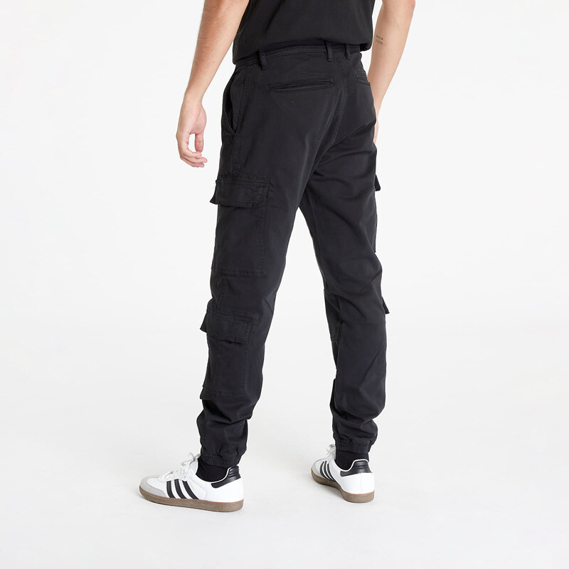 Pánské plátěné kalhoty Urban Classics Double Cargo Twill Jogging Pants Black