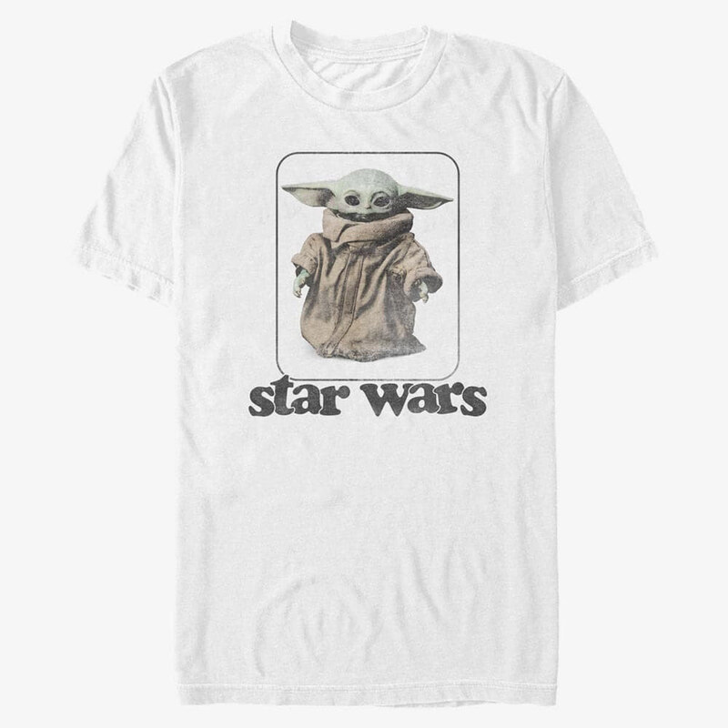 Pánské tričko Merch Star Wars: The Mandalorian - The Child Retro No Stripes Unisex T-Shirt White