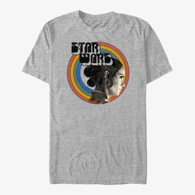 Pánské tričko Merch Star Wars: The Rise Of Skywalker - Vintage Rey Rainbow white KTS Unisex T-Shirt Heather Grey