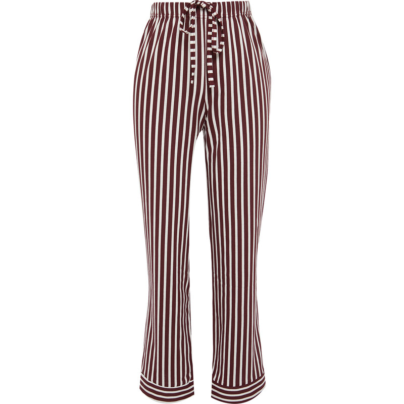 Trendyol Claret Red 100% Cotton Striped Knitted Pajama Bottoms