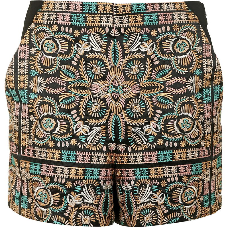 Topshop PETITE High-Waisted Embroided Shorts