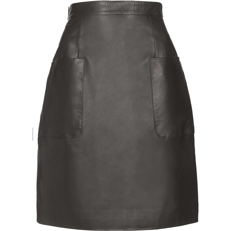 Topshop Angie Black Leather Skirt by Unique