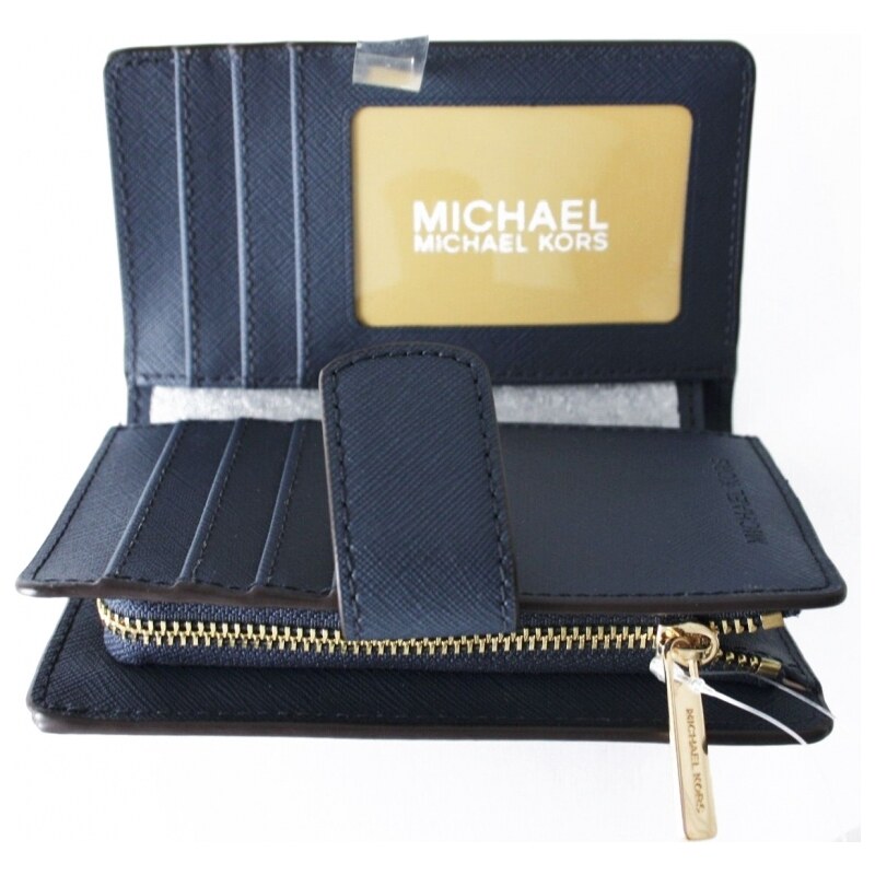 Peněženka Michael Kors Bifold medium leather navy modrá