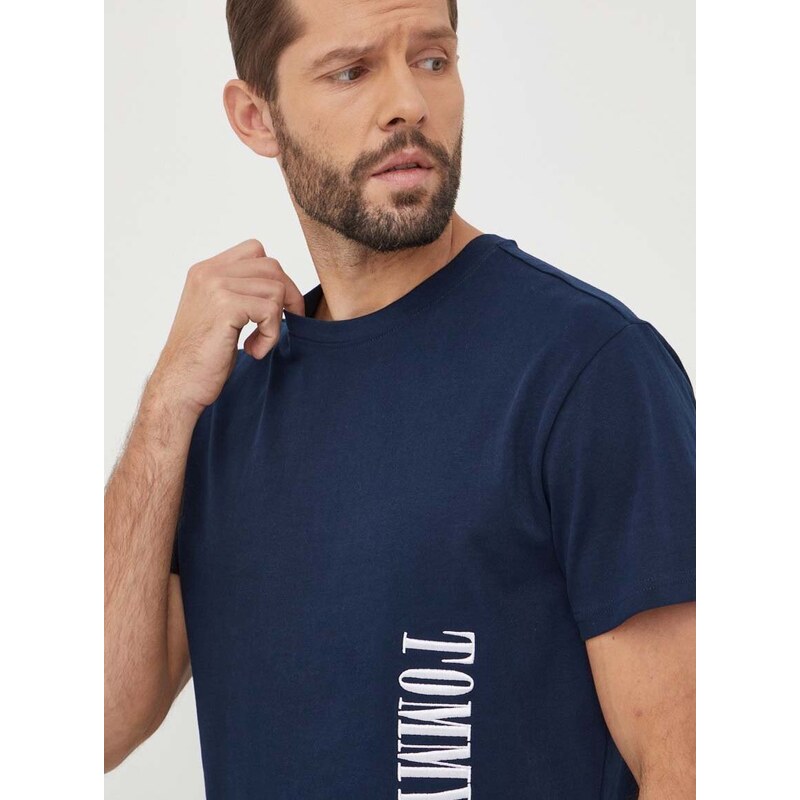 Bavlněné tričko Tommy Jeans tmavomodrá barva, s aplikací