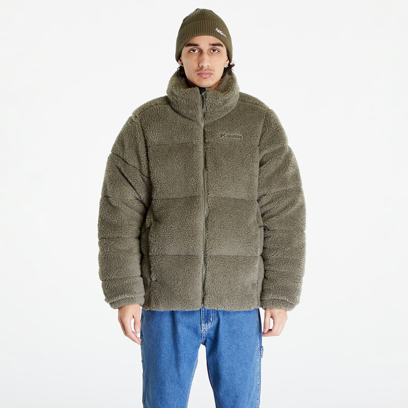 Pánská péřová bunda Columbia Puffect Sherpa Jacket Stone Green