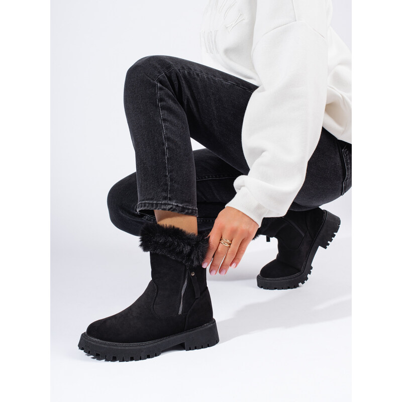 W. POTOCKI Black suede snow boots with Potocki fur