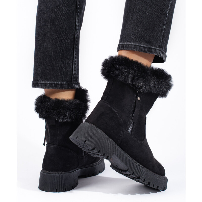 W. POTOCKI Black suede snow boots with Potocki fur