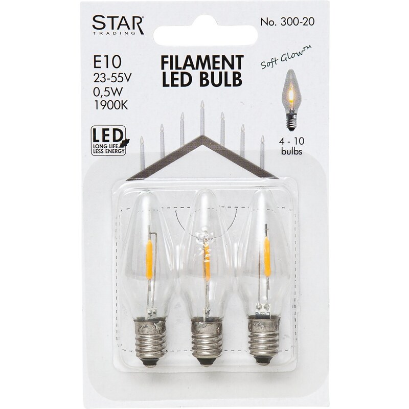 Náhradní LED žárovka 3 ks E10 Star Trading Universal LED - čirá