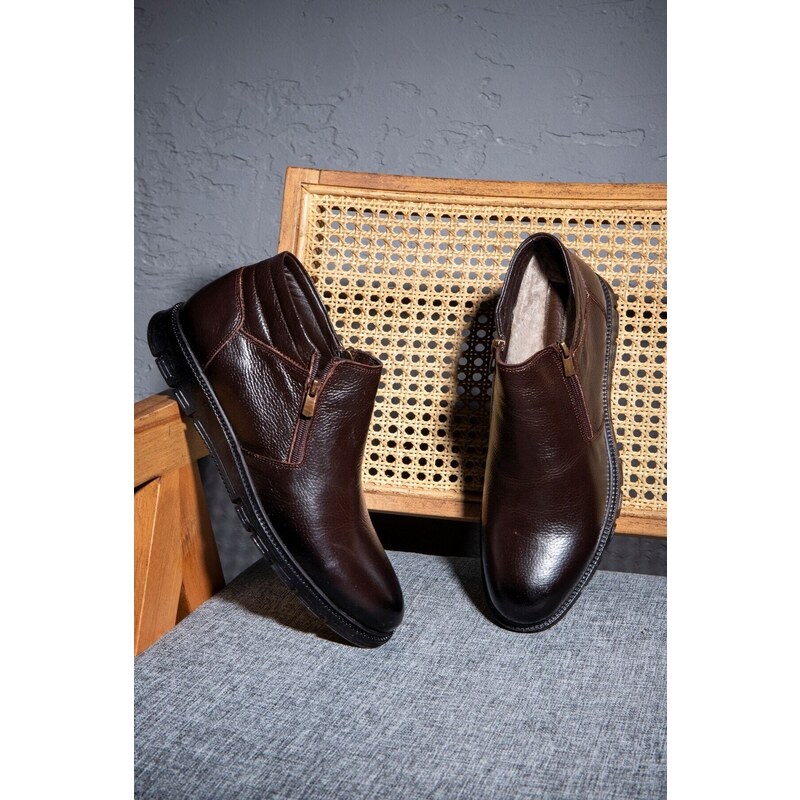 Ducavelli Moyna Men's Boots From Genuine Leather With Rubber Sole, Shearling Boots, Sheepskin Shearling Boots.