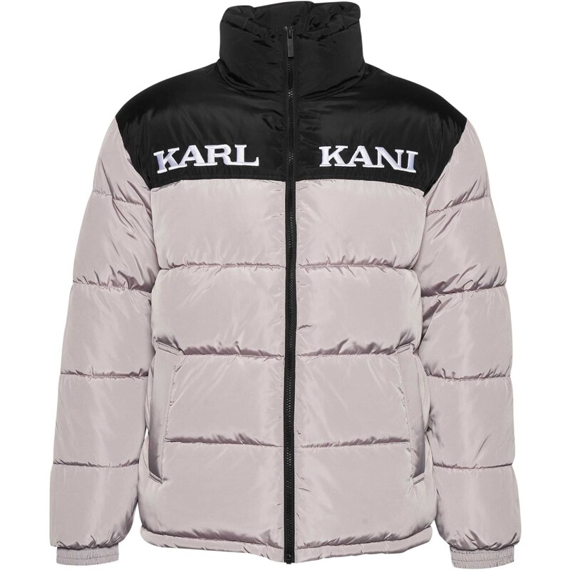 Karl Kani Zimní bunda Essential světle šedá / černá / bílá