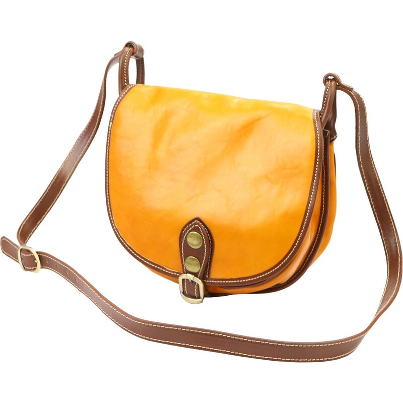 Kožená crossbody kabelka Florence 8863 M žlutá / hnědá