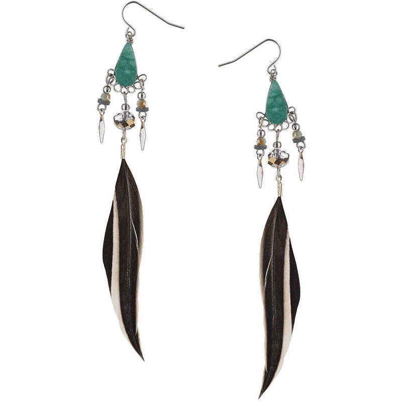 Topshop Feather and Semi Precious Stone Earrings