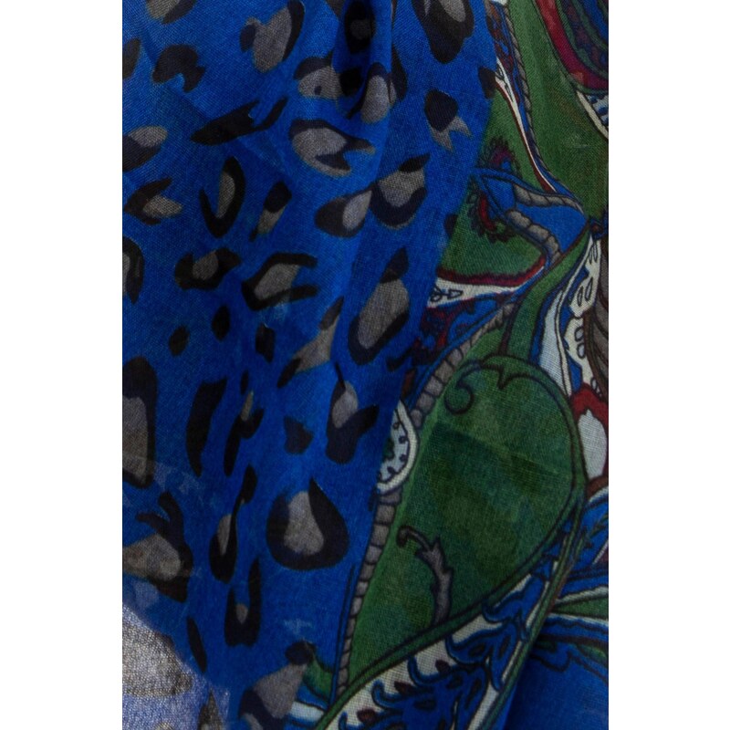 MladaModa Pestrobarevný viskózový komínový šátek model 23919 královský modrý