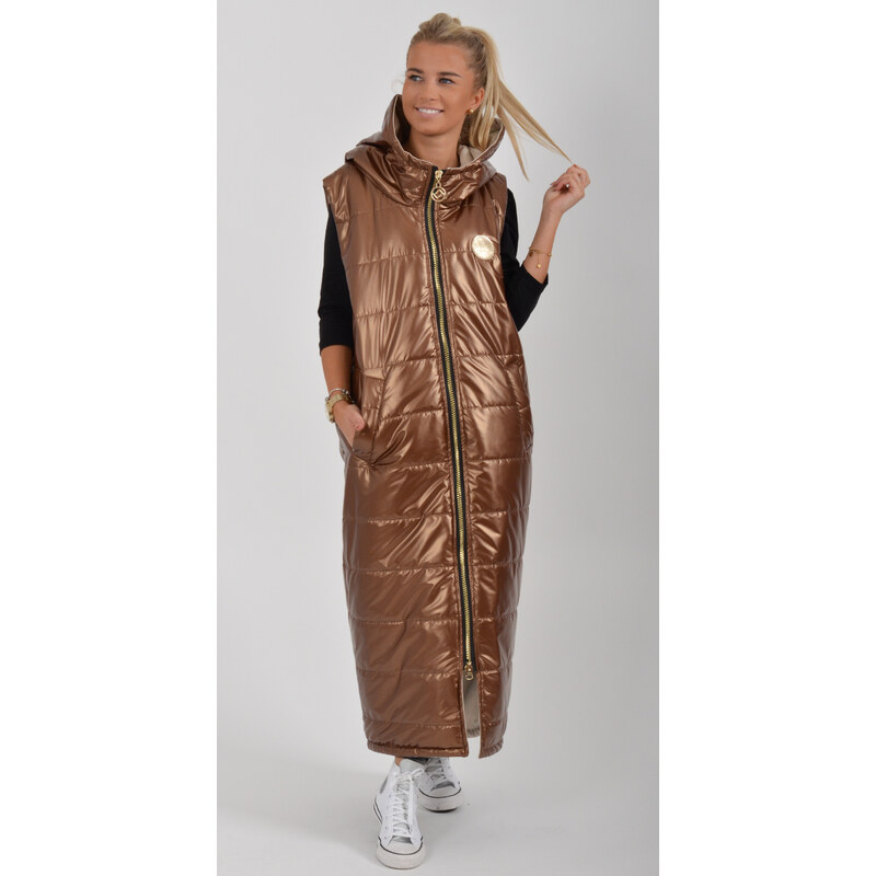 Enjoy Style Bronzová dlouhá vesta ES1479