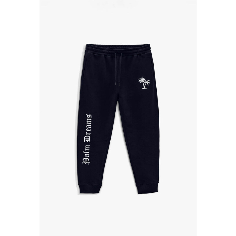 Tepláky Jogger , Barva Modrá, s Potiskem Palm Dreams