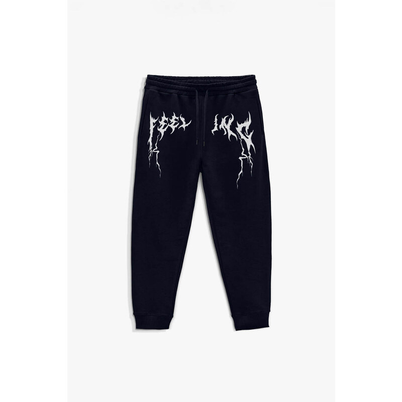 Tepláky Jogger , Barva Modrá, s Potiskem Feelings