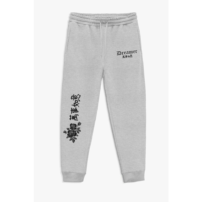 Tepláky Jogger , Barva Šedá, s Potiskem Japan Dreamer