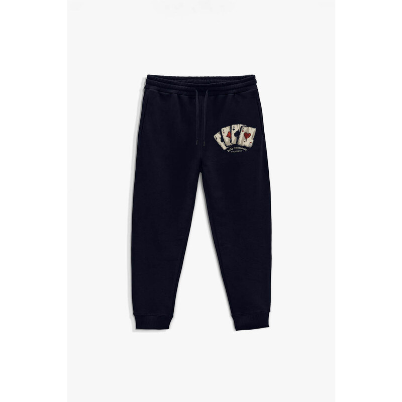Tepláky Jogger , Barva Modrá, s Potiskem Wild Cards