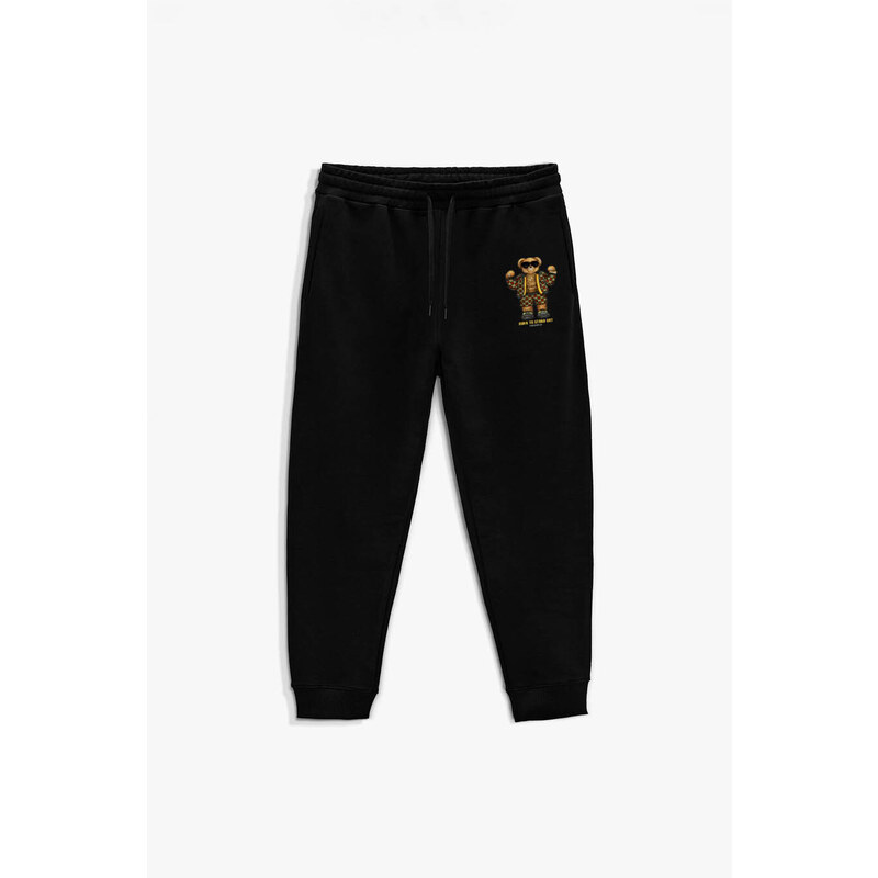 Tepláky Jogger , Barva Černá, s Potiskem Rich Flex Teddy