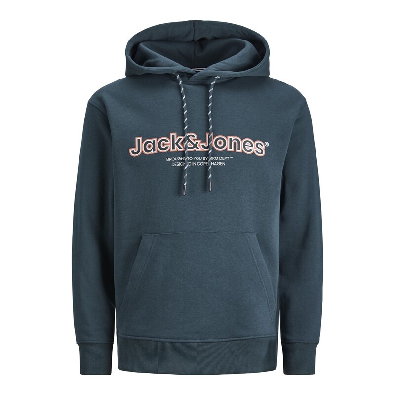 JACK & JONES Mikina JORLakewood petrolejová / broskvová / černá