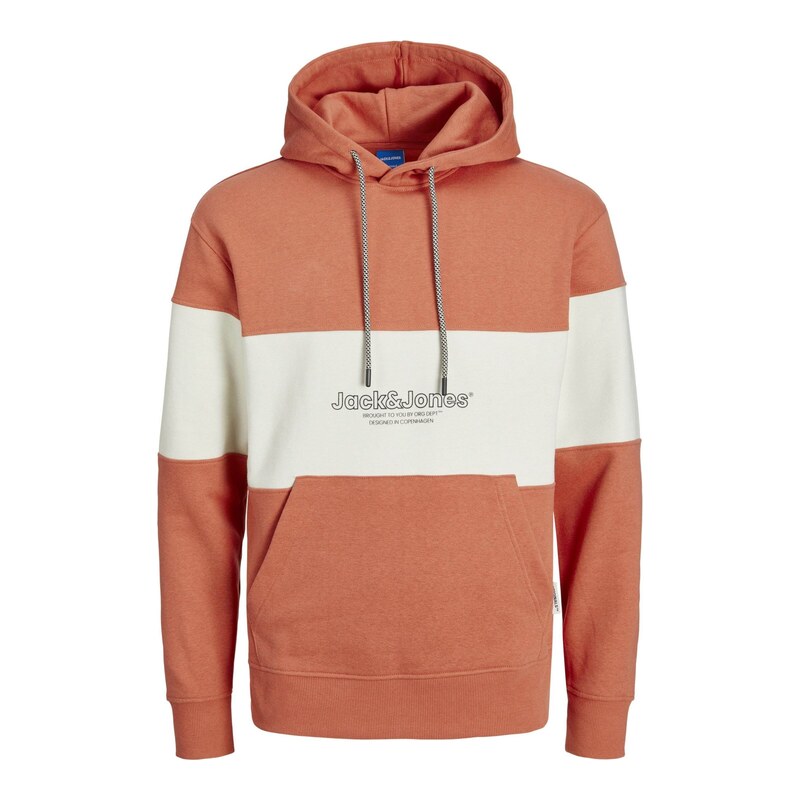 JACK & JONES Mikina JORLakewood mandarinkoná / černá / offwhite