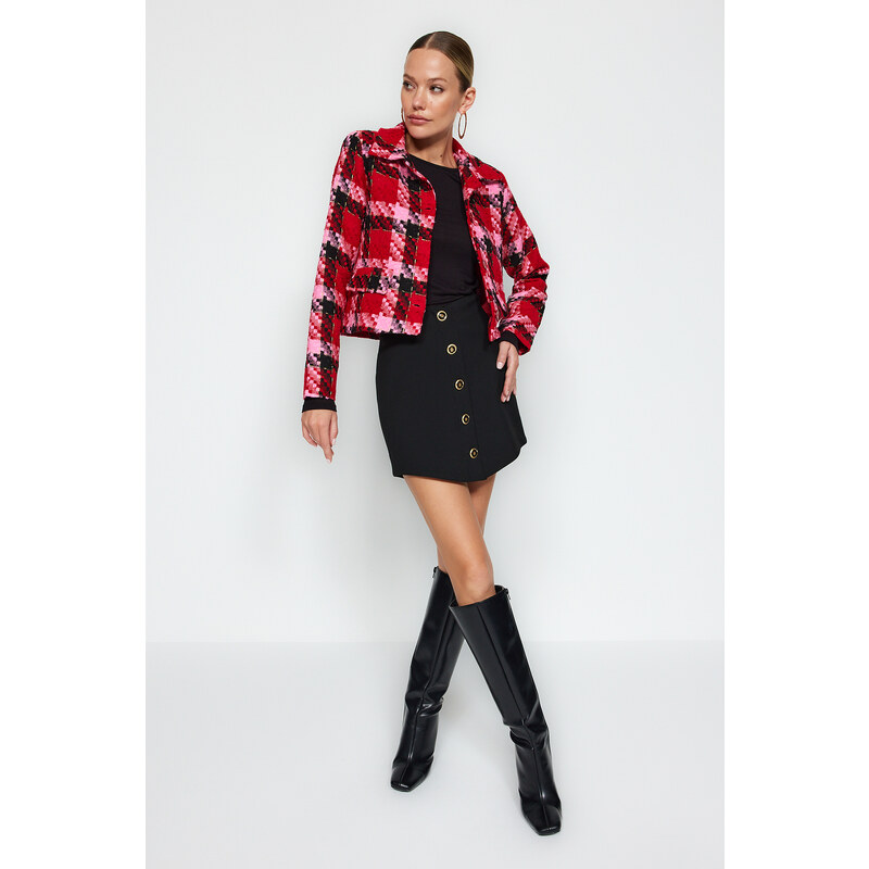 Trendyol Red Regular Plaid Woven Blazer Jacket