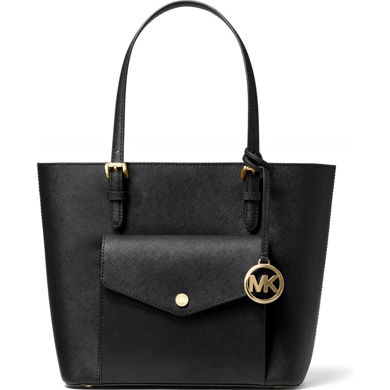 Dámská kabelka Michael Kors Jet Set Medium Snap Pocket Tote - černá & zlatá